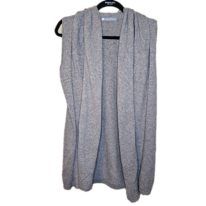 In Cashmere Hooded tank duster cardigan in Brown/Taupe Size Small